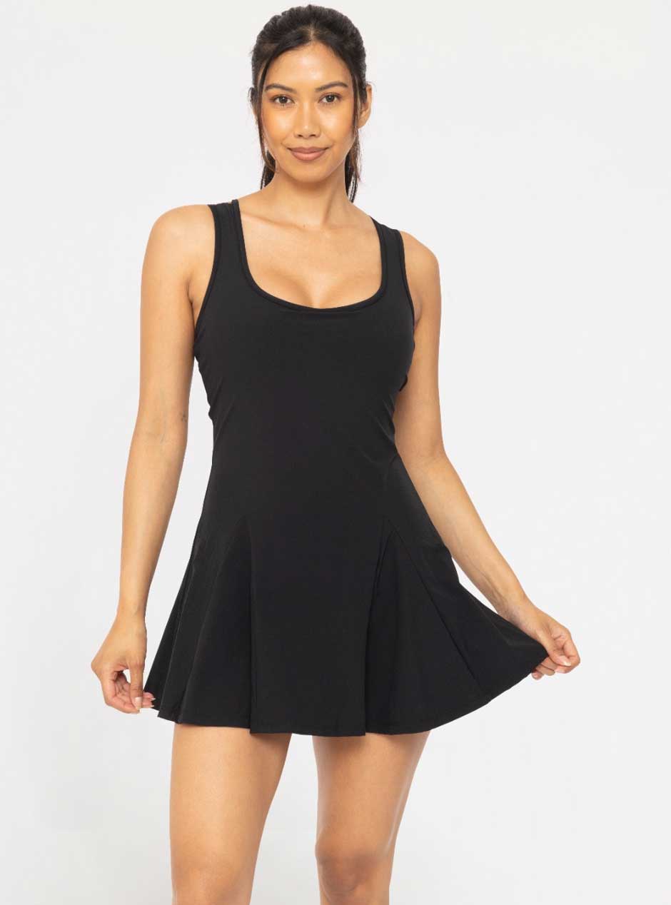 criss cross neck mini dress Mono B Women's Criss-Cross Square Neckline Mini Dress