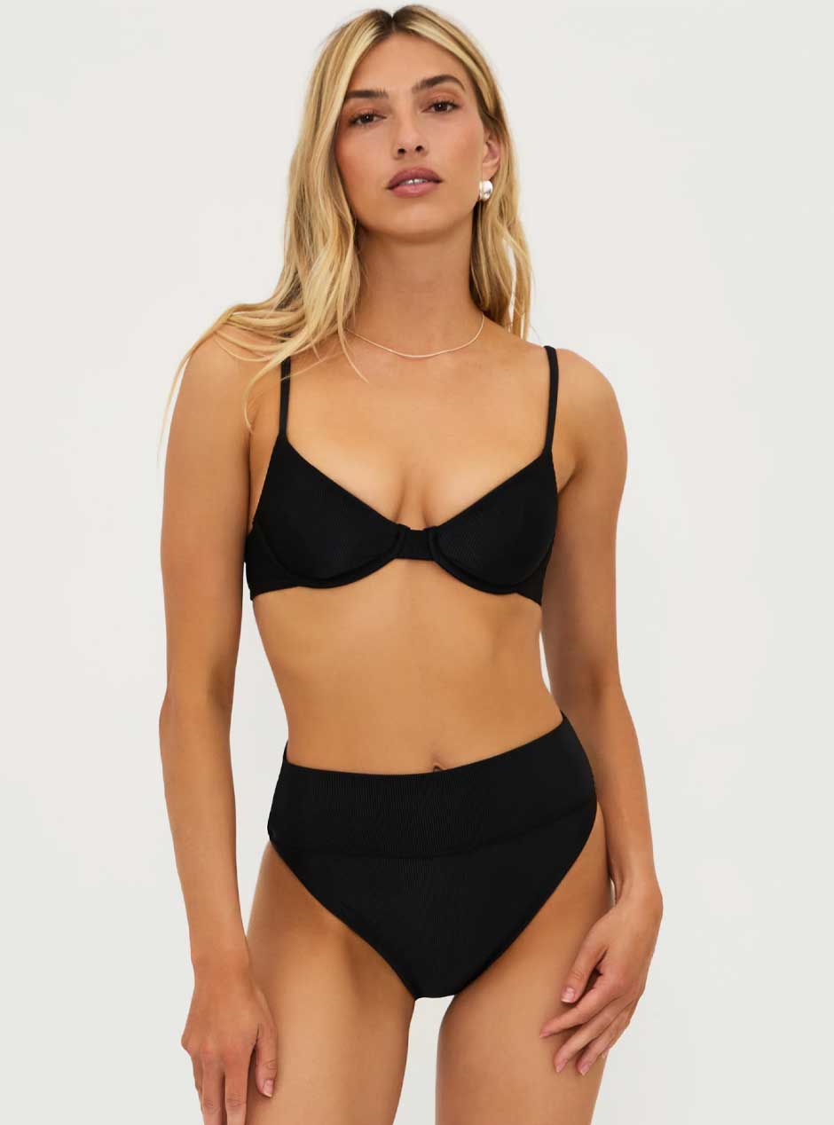 Beach Riot Women's Highway High Waist Ribbed Swimsuit Bottom - Black