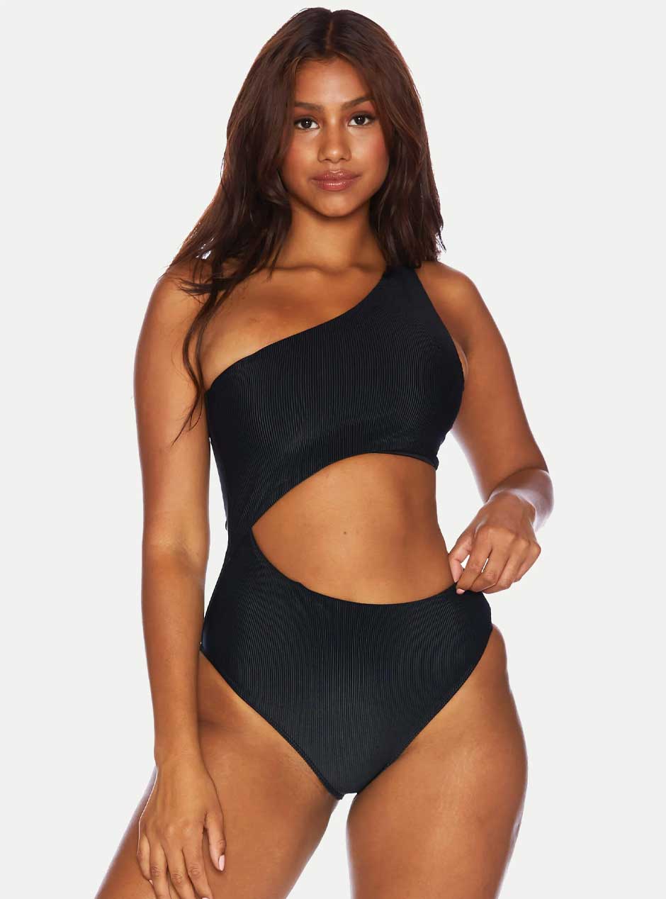 Beach Riot Women's Celine One Piece Asymmetrical Swimsuit - Black