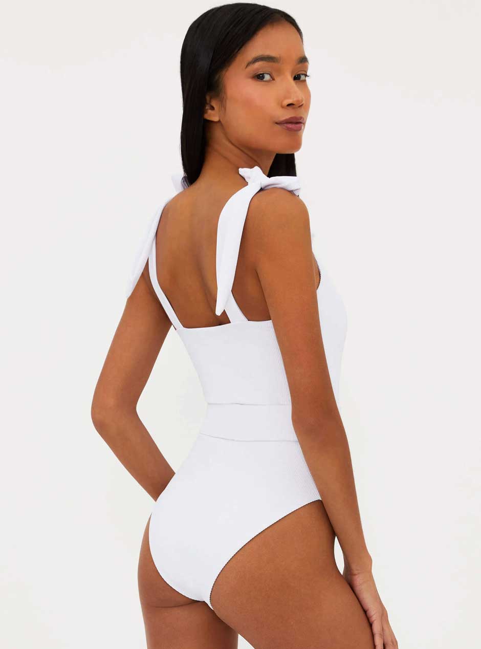 Beach Riot Women's Sydney One Piece Belted Swim Suit - White