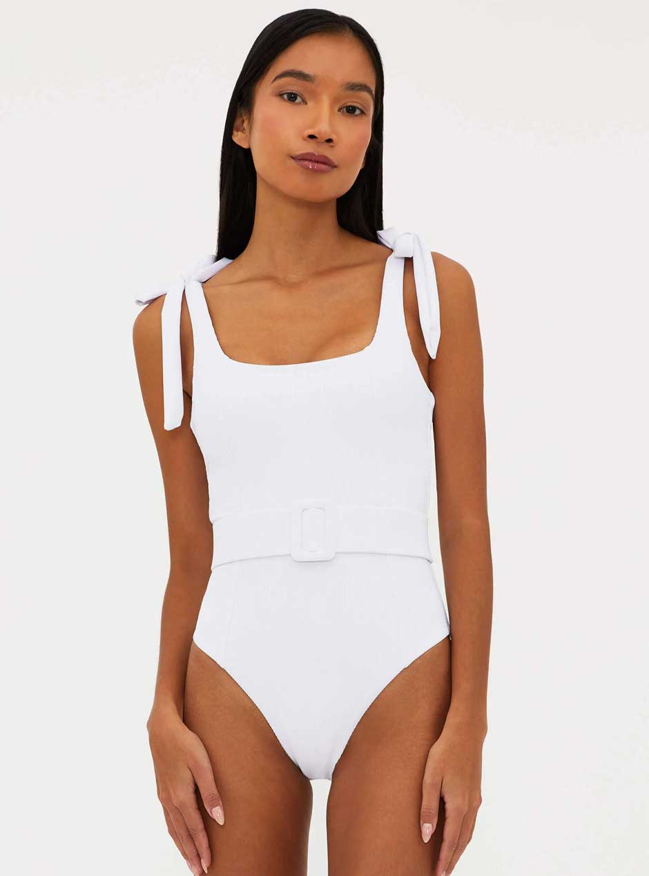 Beach Riot Women's Sydney One Piece Belted Swim Suit - White
