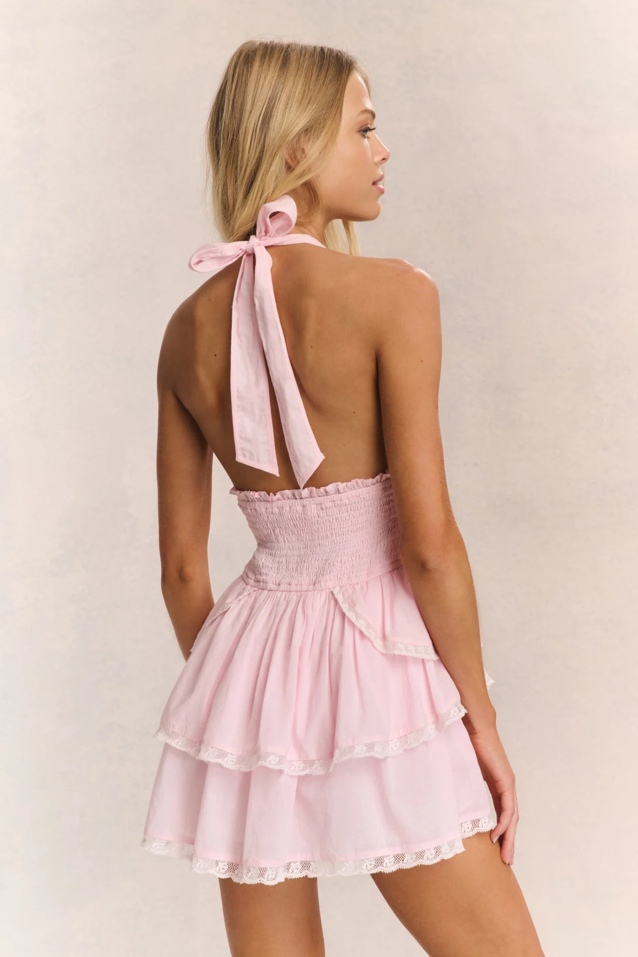 LoveShackFancy Deanna Heritage Halter Mini Dress