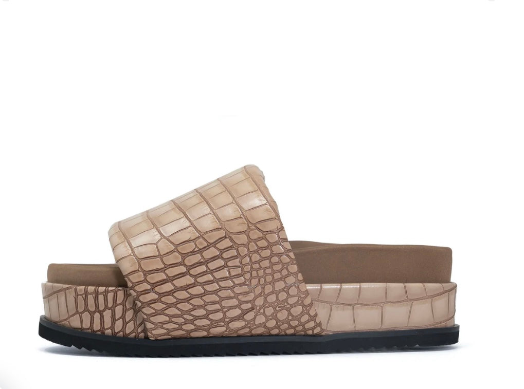 ROAM STRIPED CROCY STACK NUDE & CREAM VEGAN LEATHER