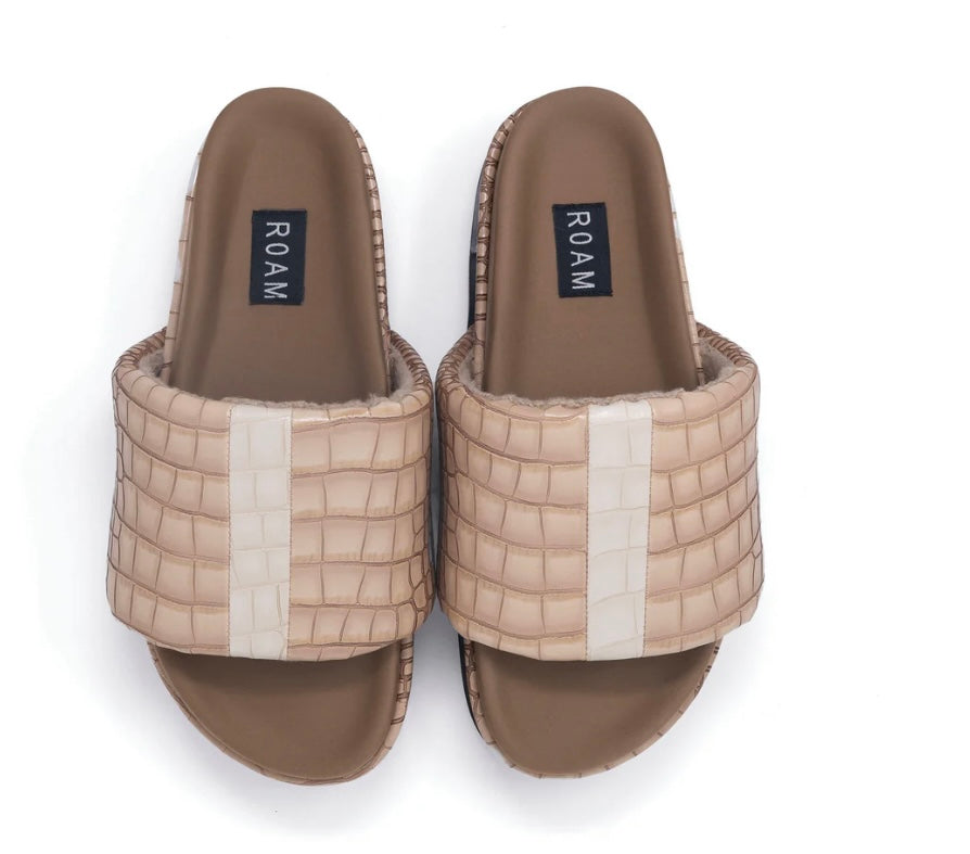 ROAM STRIPED CROCY STACK NUDE & CREAM VEGAN LEATHER
