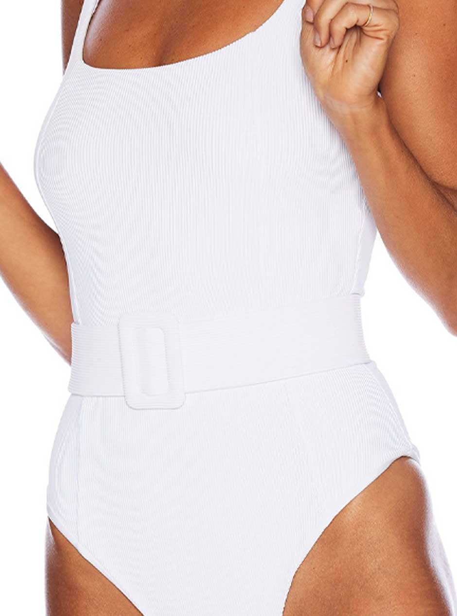 Beach Riot Women's Sydney One Piece Belted Swim Suit - White