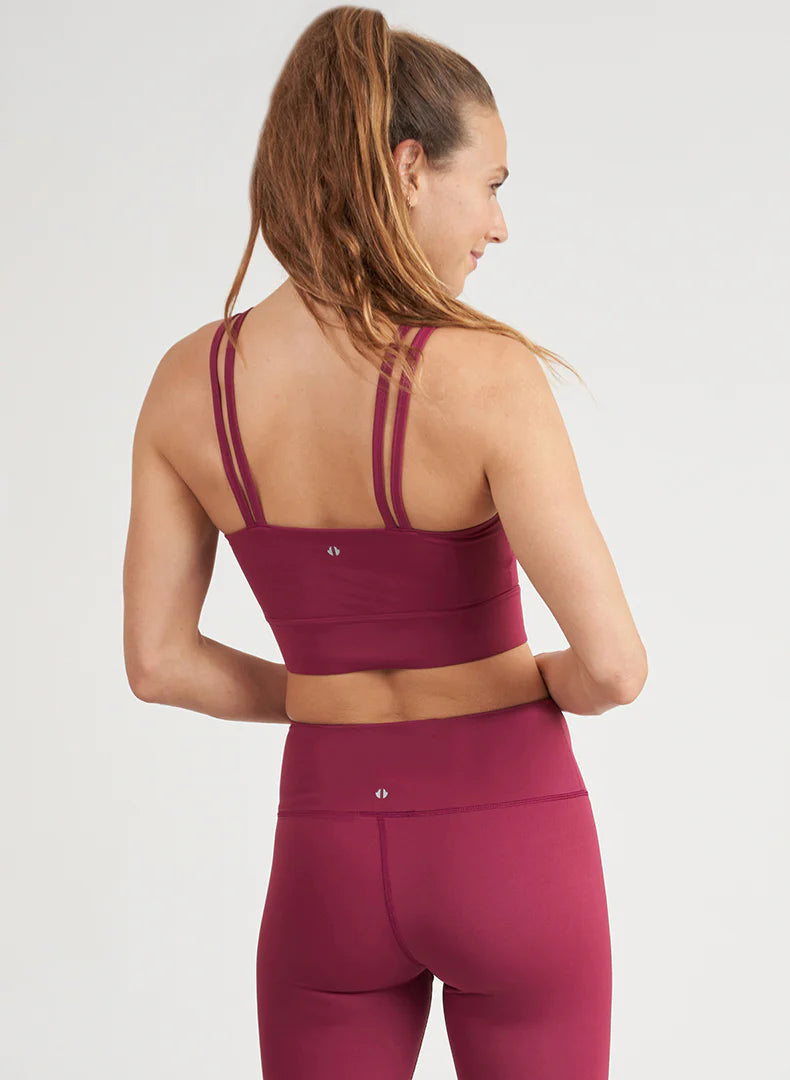 THRIVE SOCIETE Strappy Square Neck Bra Sangria