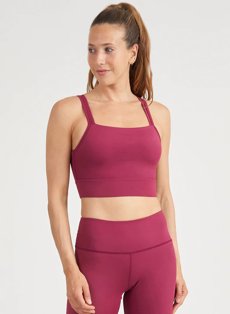 THRIVE SOCIETE Strappy Square Neck Bra Sangria