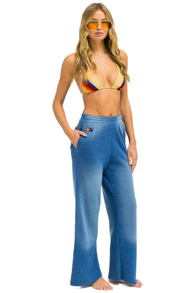 AVIATOR NATION ESSENTIAL WIDE LEG POCKET SWEATPANTS - FADED WATER