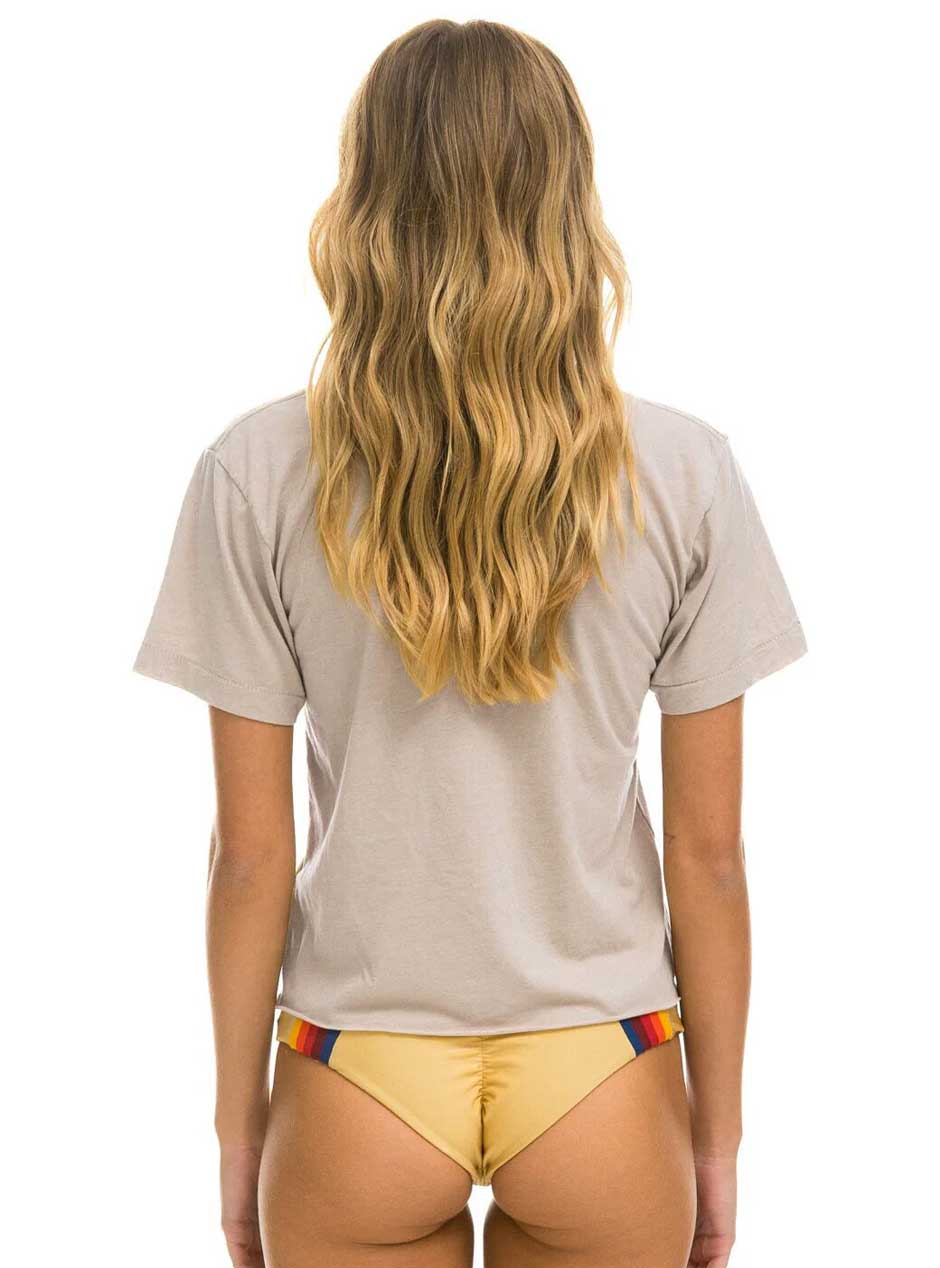 Aviator Nation Women's Rainbow Heart Stitch Boyfriend Tee - Sand Tan