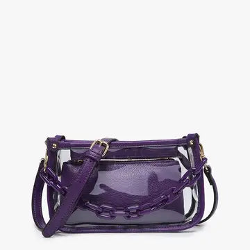Jessica Clear Crossbody With Chain - Purple