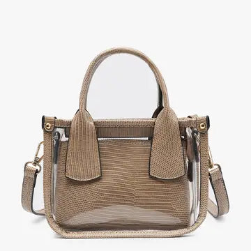Stacy Clear Satchel With Inner Bag - Gold