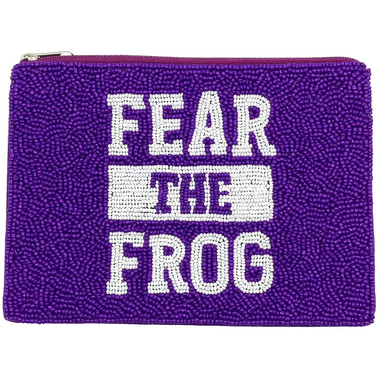 Fear The Frog Beaded Mini Pouch