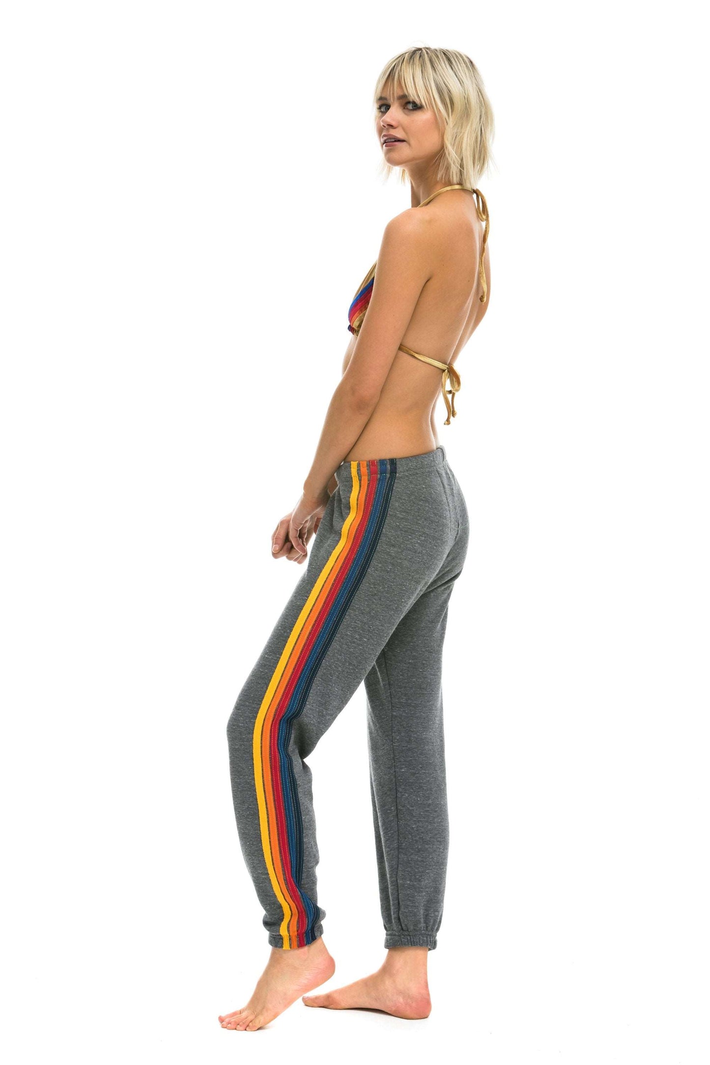 Aviator Nation  5 Stripe Women's Sweatpants - Heather Grey