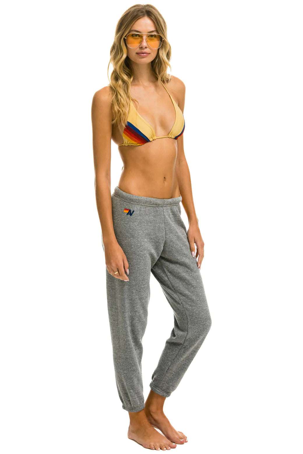 Aviator Nation  5 Stripe Women's Sweatpants - Heather Grey