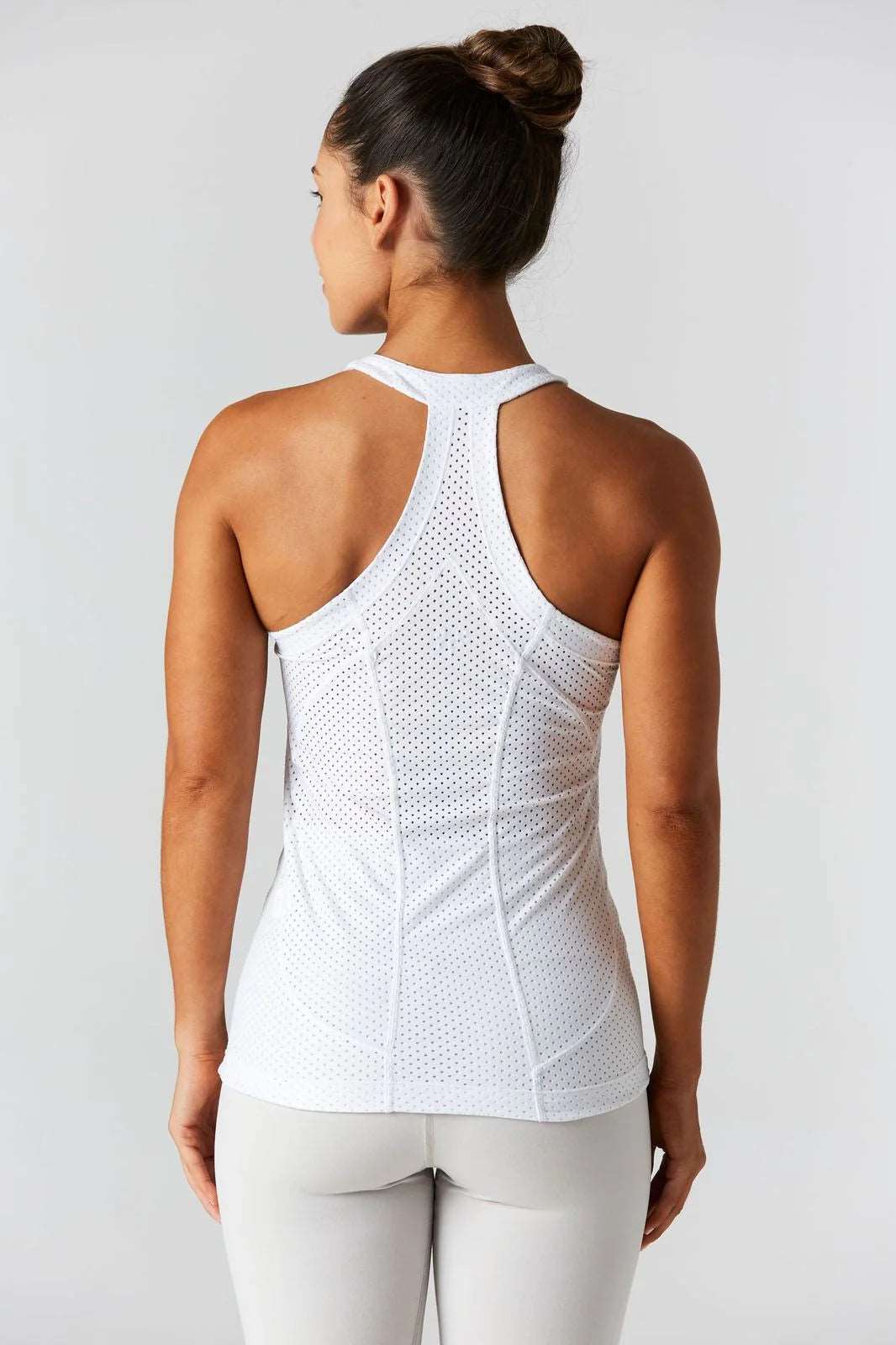 925Fit Open Minded White Mesh Racerback Tank Top