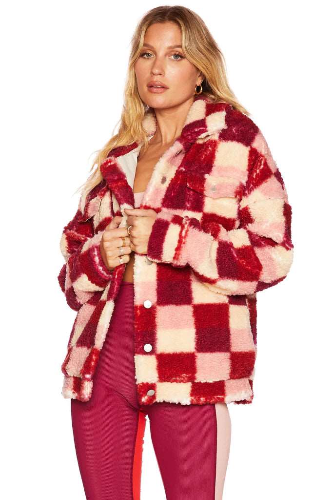 Beach Riot Laurie Jacket Sangria Check
