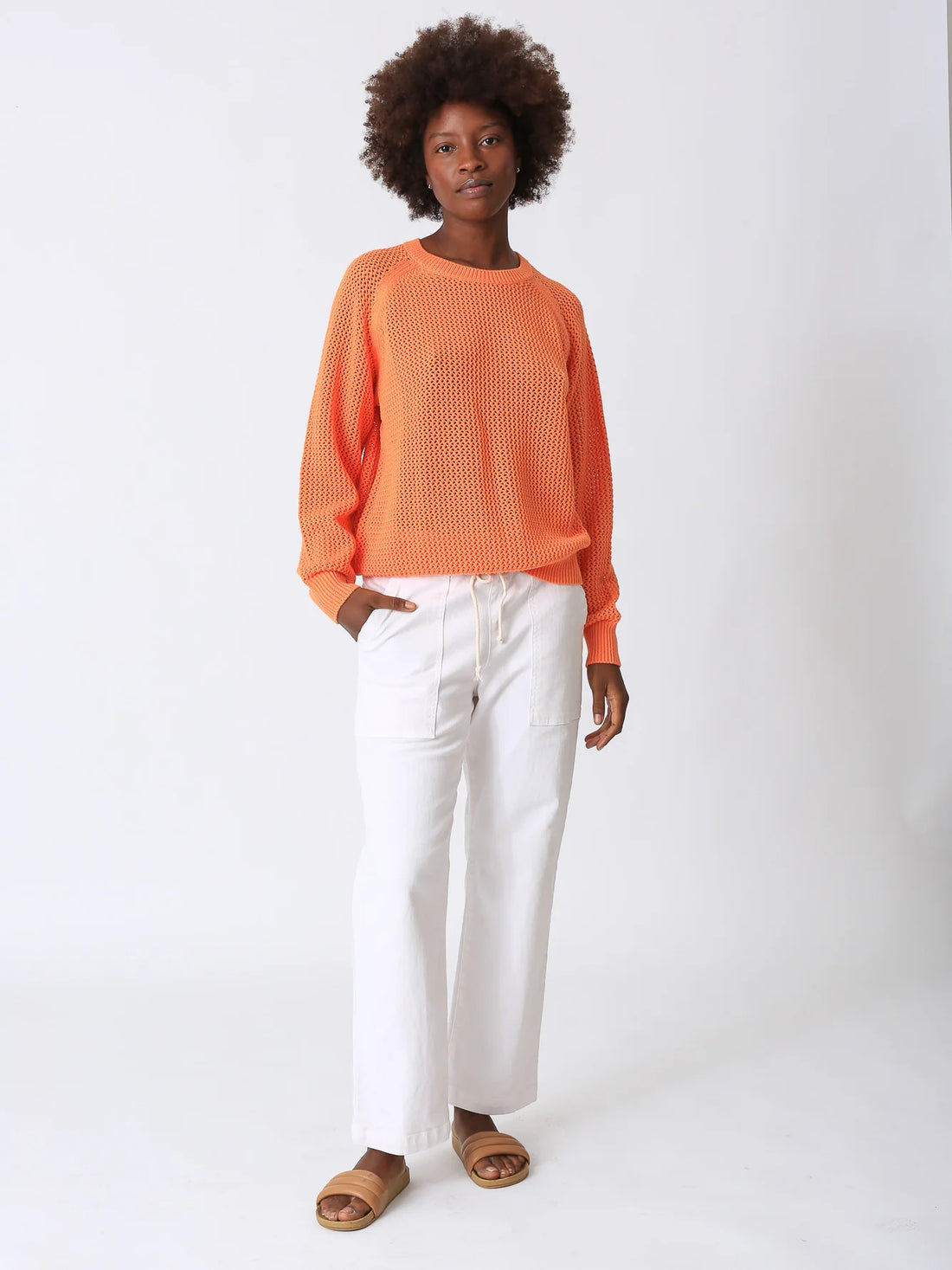Electric & Rose Chloe Cotton Sweater - Tangerine