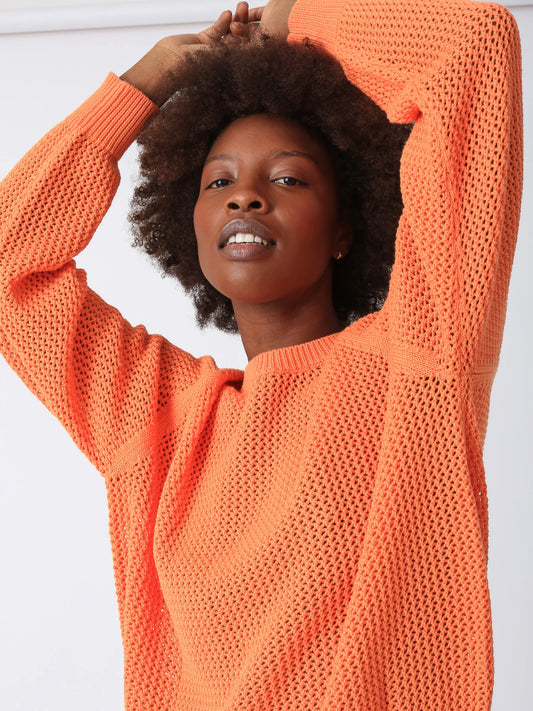 Chloe Cotton Sweater - Tangerine