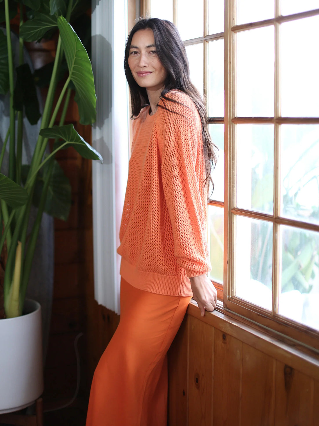 Electric & Rose Chloe Cotton Sweater - Tangerine