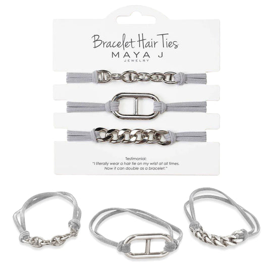 Maya J Bracelet Hair Tie - Grey Elastic Cord