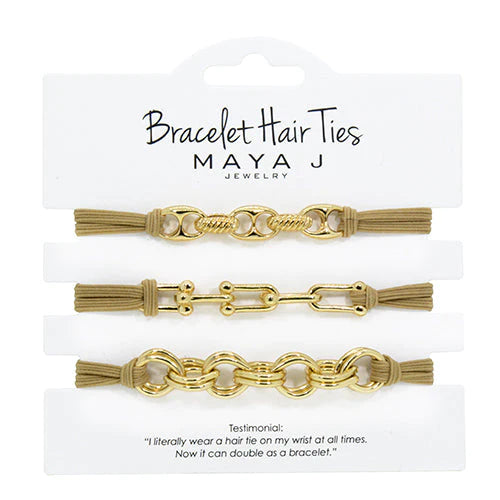 Maya J Beige Elastic Bracelet Hair Tie Yellow