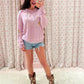 RomiBasha Pink Happy Cashmere Hoodie with Rhinestone Bling