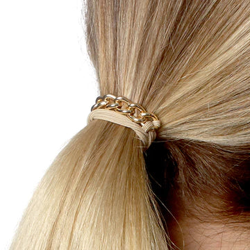 Maya J Oprah's favorite things 2022! Bracelet Hair Ties - Yellow Chain Link on Beige Chord