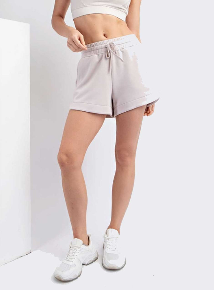 
                  
                    Rae Mode Women's Model Poly Span Scuba Tulip Hem Shorts - Mocha Cream
                  
                