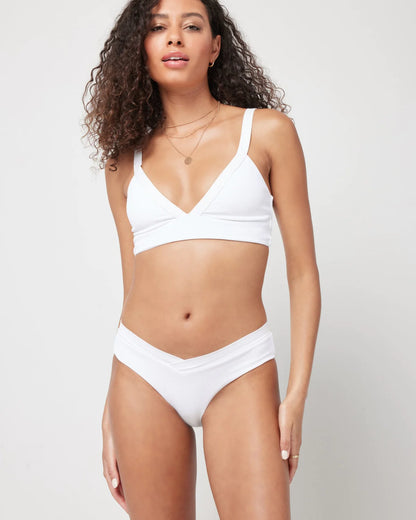 L*Space Ribbed Vera Bikini Top White