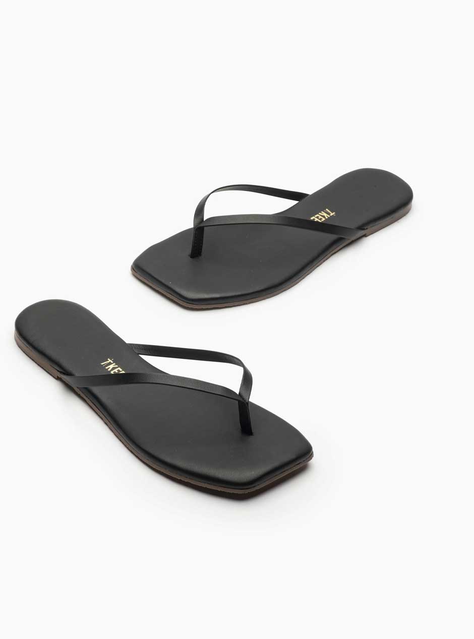 TKEES Women's Lily Square Toe Flip Flop Sandals - Black – Move