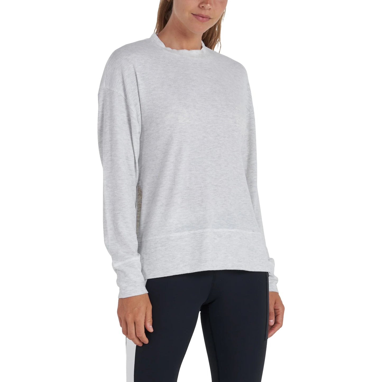 THRIVE SOCIETE Daily Side Slit Pullover Lite Heather Grey