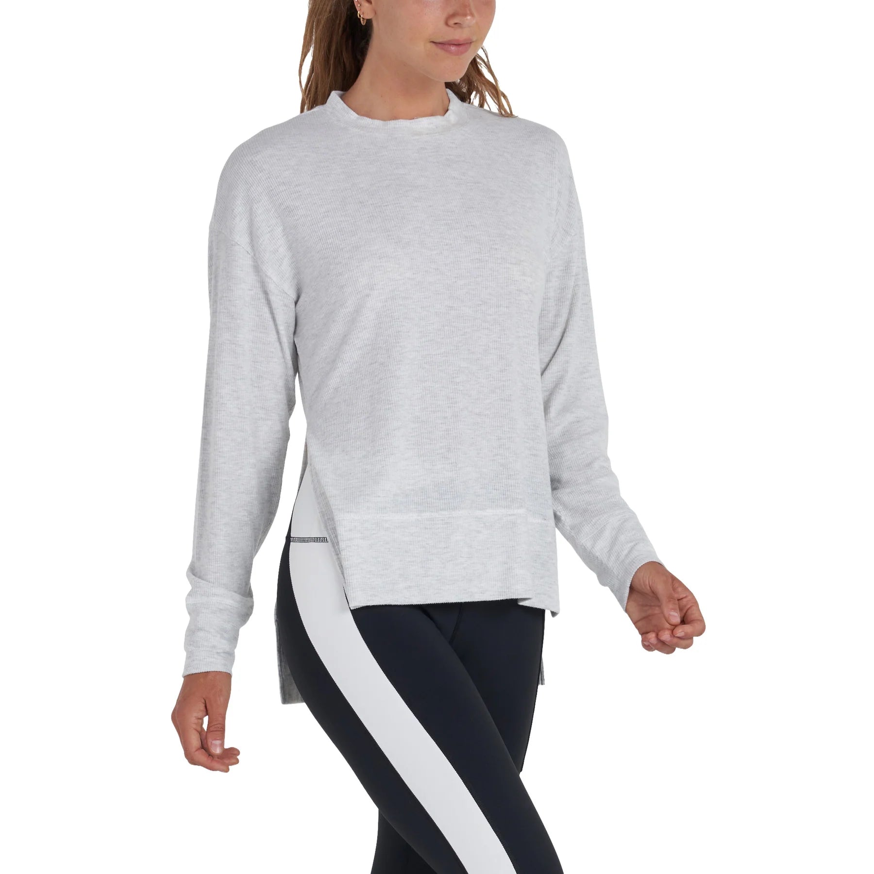 THRIVE SOCIETE Daily Side Slit Pullover Lite Heather Grey – Move