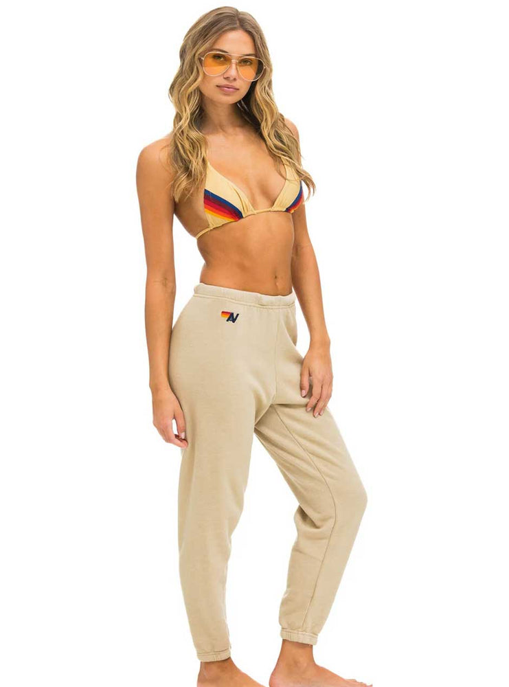 
                  
                    Aviator Nation Women's 5 Stripe Sweatpants - Sand Tan Pink Green
                  
                