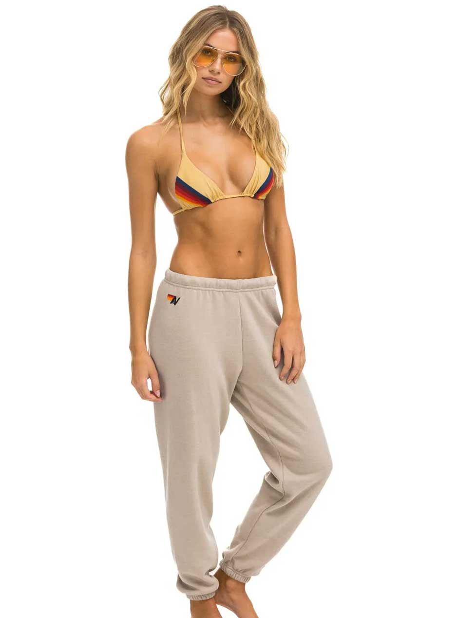 Aviator Nation Women's 5 Stripe Sweatpants - Sand Tan – Move Athleisure