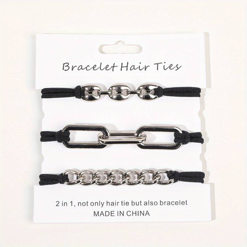 Maya J Bracelet Hair Ties Black/Silver