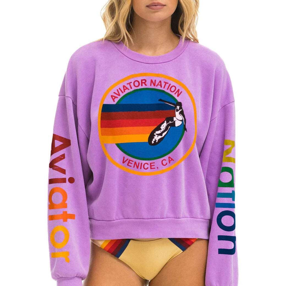 Aviator Nation Logo Sweatshirt Neon Purple