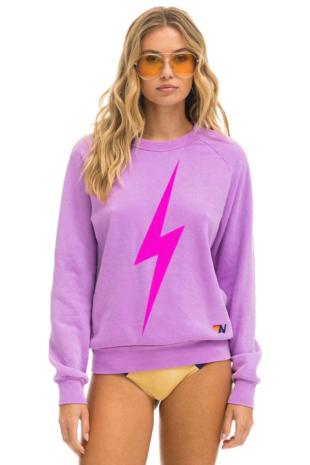 Aviator Nation Bolt Crew Sweatshirt Neon Purple/Neon Pink