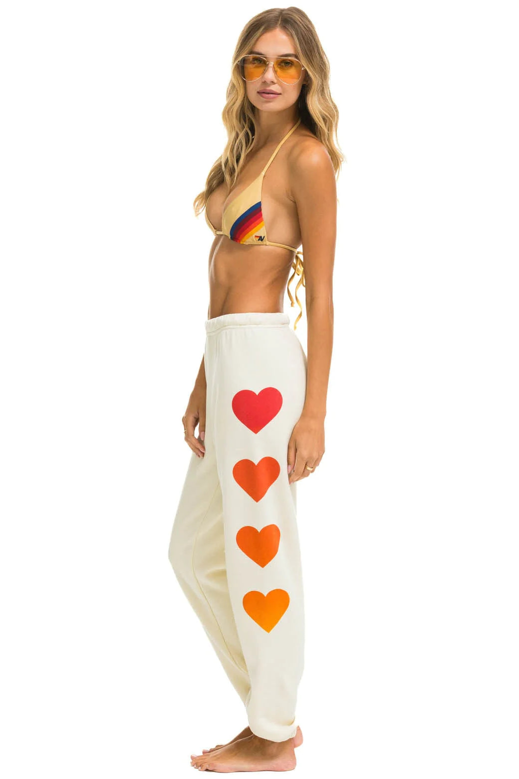 Aviator Nation Heart Fade 4 Women's Sweatpants Vintage White