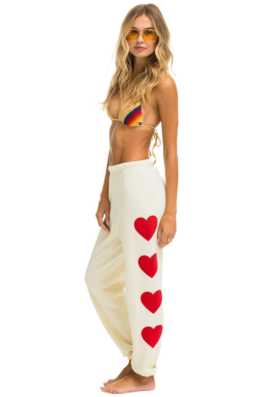 Aviator Nation Heart Stitch 4 Sweatpants Vintage White