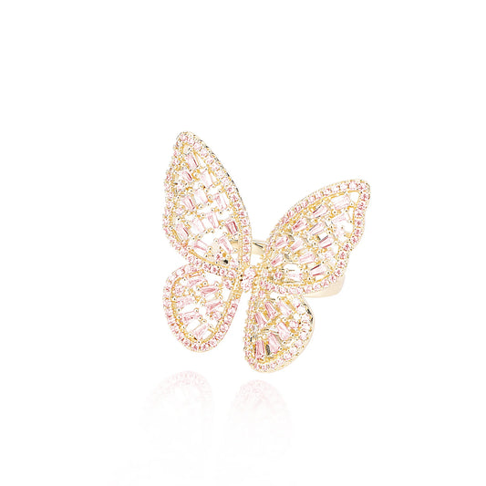 Vintage Havana Sasha 18K Gold Plated Butterfly Ring Gold/Silver/Pink