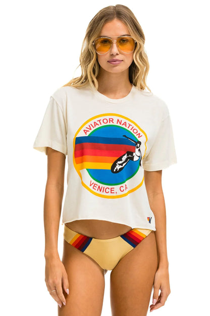 Aviator Nation Women's Logo Boyfriend Tee Vintage White