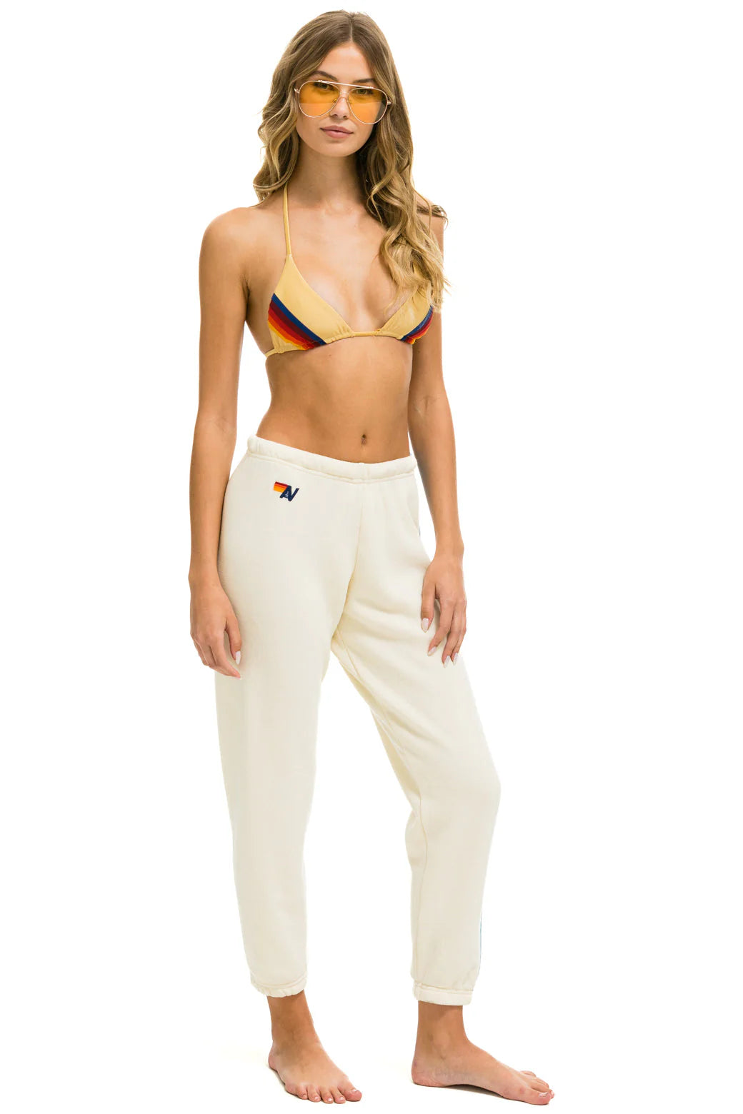 Aviator Nation 5 Stripe Sweatpants Vintage White // Blue