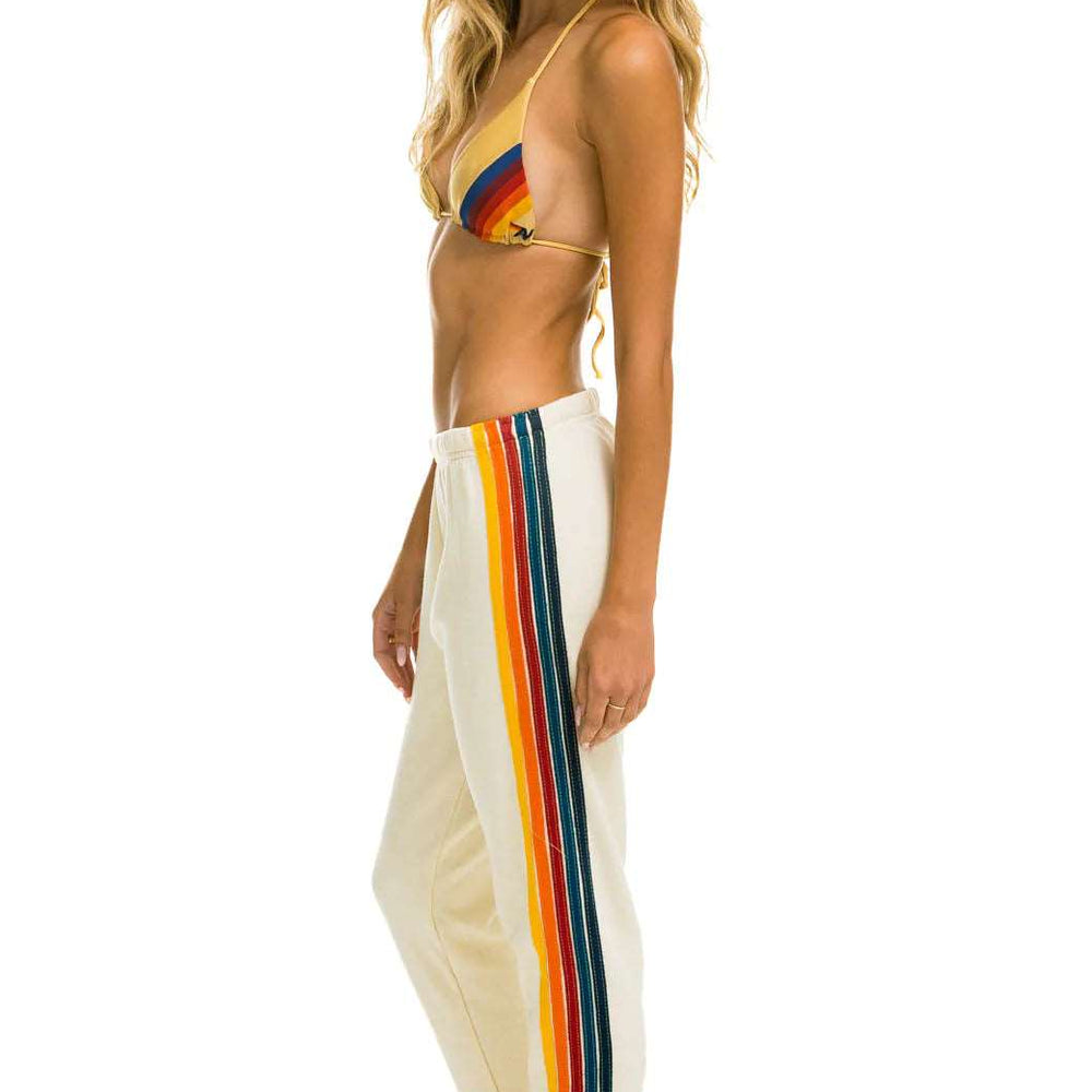Aviator Nation Women's 5 Stripe Sweatpants Vintage White