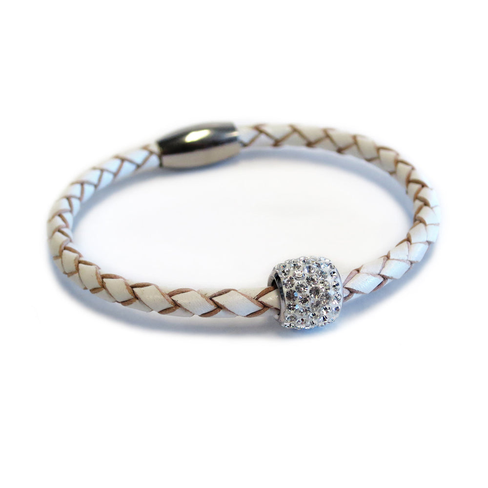 Liza Schwartz Single Silver Bedazzle Leather Bracelets