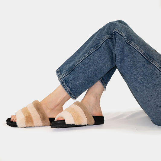 ROAM Prism Slippers Cream Faux Fur