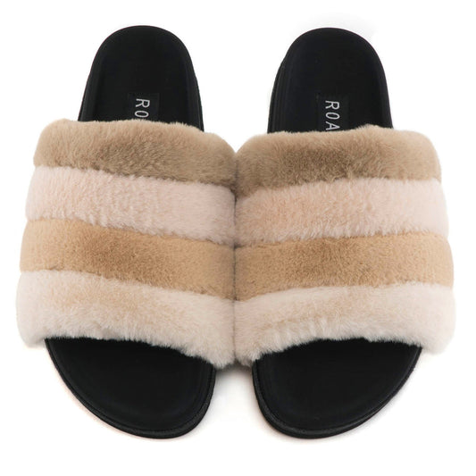 Roam Fuzzy Slippers Black Faux Shearling 12