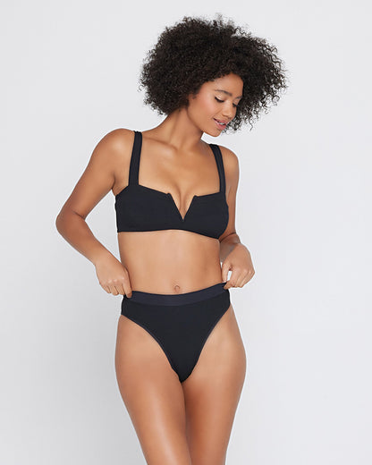 L*Space Ribbed Lee Lee Bikini Top - Black