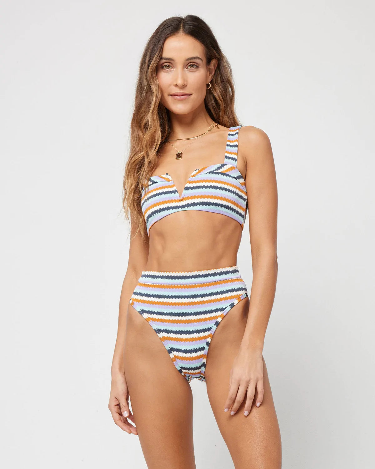 L*Space Printed Stripe Frenchi Bikini Bottom