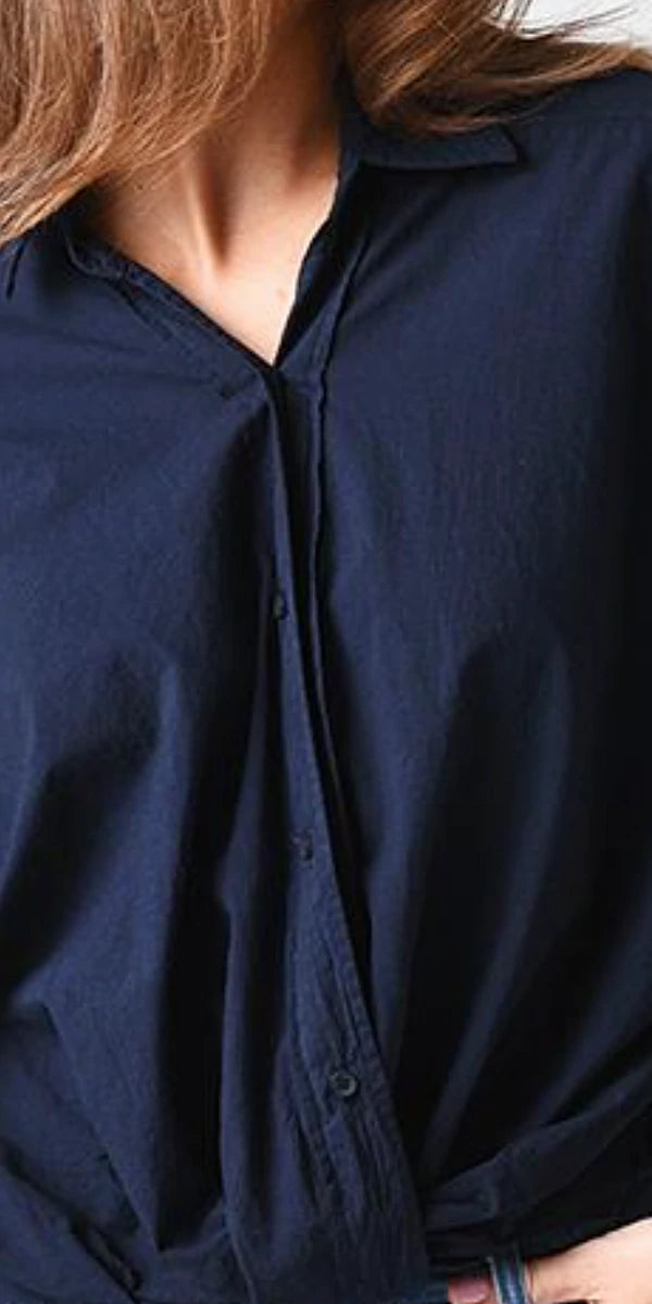Stateside Poplin Short Sleeve Front Twist Button Up Shirt