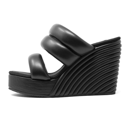 ROAM Strata Platform Wedge Puffy Vegan Leather Black